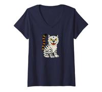 Mujer Tiger Vibe: K-Pop se encuentra con el arte popular coreano Camiseta Cuello V