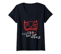 Mujer Tigers Are Not Afraid Tiger Head Camiseta Cuello V
