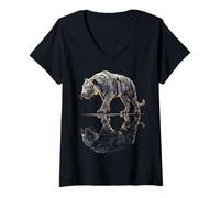 Mujer Tigre Animal Love Wildlife Safari África Depredador Motivo Arte Camiseta Cuello V