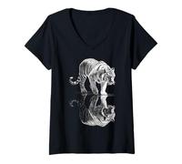 Mujer Tigre Vida Silvestre Animal Amante Dibujo Motivo Ilustr Camiseta Cuello V
