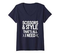 Mujer Tijeras y Estilo, That's I Need Funny Hairstylist Camiseta Cuello V, Azul Marino, L