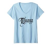 Mujer Tijuana México Baja California Frontera Mexicana Chicano TJ Camiseta Cuello V
