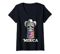 Mujer Tiki Luau Hawaiian Hawaii American Flag - Gafas de Sol de Verano Camiseta Cuello V