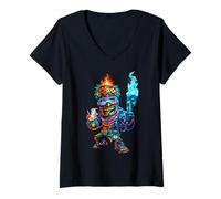 Mujer Tiki Man Futuro Héroe Camiseta Cuello V