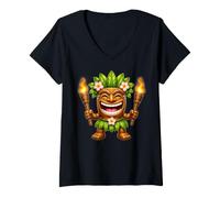Mujer Tiki Shirt Man Hawaii Summer Tropical Luau Party Children Camiseta Cuello V