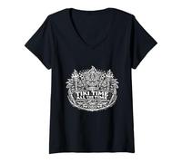 Mujer Tiki Time All The Time - Tropical Party Vibes Camiseta Cuello V