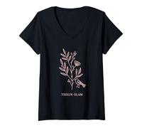 Mujer Tikkun Olam Judío Hebreo Naturaleza Shalom Camiseta Cuello V