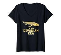 Mujer Tiktaalik Era Devónica Evolución de los Peces fósiles Paleontología Camiseta Cuello V