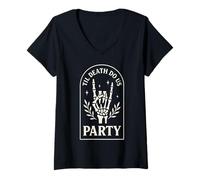 Mujer Til Death Do Us Party Espeluznante gótico Boda Halloween Camiseta Cuello V