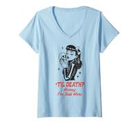 Mujer Til Death Honey I'm Not Going Anywhere Gothic Halloween Camiseta Cuello V