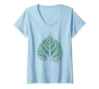 Mujer Tilo Hoja NATURA Grafica Botánica - Árbol / Planta 2 Camiseta Cuello V