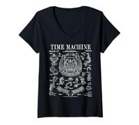Mujer Time Machine Vintage Patente Divertida Ciencia Ficción HG Wells Camiseta Cuello V