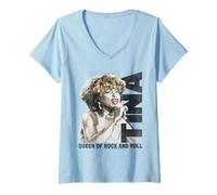 Mujer Tina Turner Queen of Rock and Roll Camiseta Cuello V