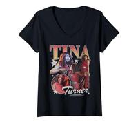 Mujer Tina Turner Red Dress Vintage Collage Camiseta Cuello V