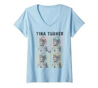 Mujer Tina Turner Retro Pastel Squares Camiseta Cuello V