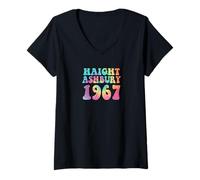Mujer Tinte Anudado Haight Ashbury 1967 Camiseta Cuello V