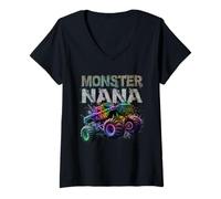 Mujer Tinte de corbata Monster Truck Nana Family a juego con Monster Truck Camiseta Cuello V