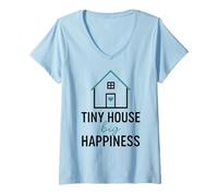 Mujer Tiny House Big Happiness Minimal Living Off Grid Design Camiseta Cuello V
