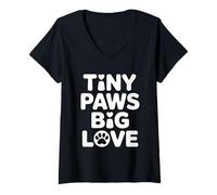 Mujer Tiny Paws Big Love Camiseta Cuello V