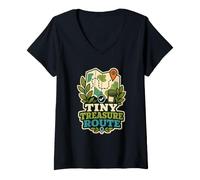 Mujer Tiny Treasure Route Mapa Brújula Ruta Camiseta Cuello V