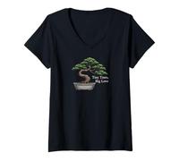 Mujer Tiny Trees Big Love Bonsai Tree Plant Lover Art Camiseta Cuello V