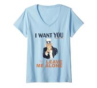 Mujer Tío Sam, quiero que me dejes solo, gracioso Camiseta Cuello V