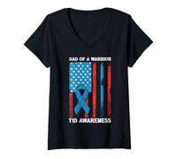 Mujer Tipo 1 Concientización sobre la Diabetes T1D Papá del Guerrero Tipo 1 Diabético Camiseta Cuello V