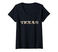 Mujer Tipografía Vintage de Texas Vida del Salvaje Oeste Camiseta Cuello V