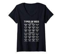 Mujer Tipos de Abejas Entomología Guía de Especies de Insectos Camiseta Cuello V
