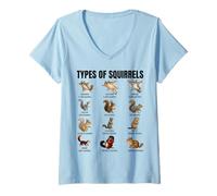 Mujer Tipos de Ardillas Tabla de identificación Especies de Ardillas Camiseta Cuello V