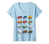 Mujer Tipos de Camiones Carro Educativo para niños y niñas Camiseta Cuello V