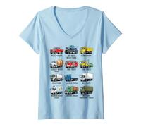Mujer Tipos de Camiones Carro Educativo para niños y niñas Camiseta Cuello V