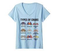 Mujer Tipos de cangrejos - Carta de Especies de cangrejos y Diversidad Marina Camiseta Cuello V