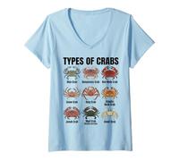 Mujer Tipos de cangrejos - Tabla de Especies de cangrejos Marinos Camiseta Cuello V