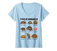 Mujer Tipos de Ecología de Especies Educativas de Vida Silvestre de Armadillo Camiseta Cuello V