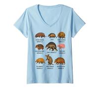 Mujer Tipos de Ecología de Especies Educativas de Vida Silvestre de Armadillo Camiseta Cuello V