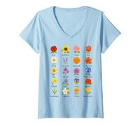 Mujer Tipos De Flores Flores Florales Silvestres Camiseta Cuello V