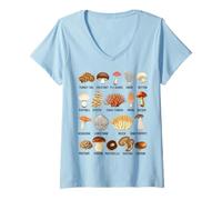 Mujer Tipos de Hongos comestibles, Salvajes y venenosos Camiseta Cuello V