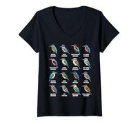 Mujer Tipos de Martín Pescador - Martín Pescador Especies Ornitología Aves Camiseta Cuello V