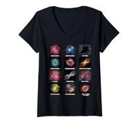 Mujer Tipos de nebulosas Gráfico astronómico Amantes de la Ciencia Espacial Camiseta Cuello V