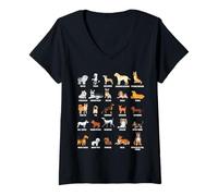 Mujer Tipos de Perros Amantes Lindo Perro Guardianes guía Educativo Camiseta Cuello V