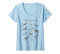 Mujer Tipos de Perros Vintage Field Guide Dog Breeds Anatomy Design Camiseta Cuello V
