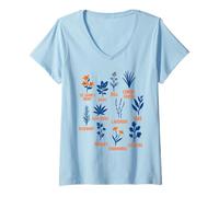 Mujer Tipos de Plantas Herbolario Jardinería Camiseta Cuello V