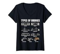 Mujer Tipos De Puentes Gráfico Ingeniería Civil Arquitectura Camiseta Cuello V