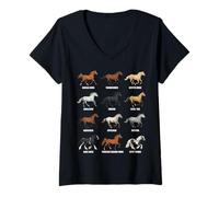 Mujer Tipos de Razas de Caballos - Ciencia equina y biología Animal Camiseta Cuello V