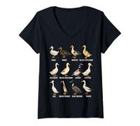 Mujer Tipos de Razas de Patos domésticos Tabla de identificación Camiseta Cuello V
