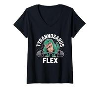 Mujer Tiranosaurio Flex Halterofilia Diversión Camiseta Cuello V