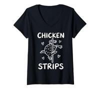 Mujer Tiras de Pollo Pole Dancing Pun Bachelorette Camiseta Cuello V
