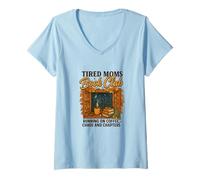 Mujer Tired Moms Book Club Coffee Chaos & Chapters Graphic Camiseta Cuello V