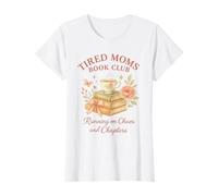 Mujer Tired Moms Book Club Pastel Tea Rose Reading Chaos Women Camiseta